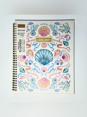 2026-2027 Large Size Clementine 12-month Weekly Monthly Planner (Seashell)